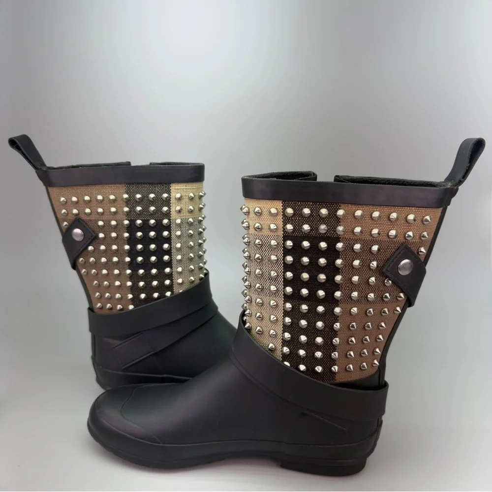 Burberry Studded Moto Holloway Rain Boots